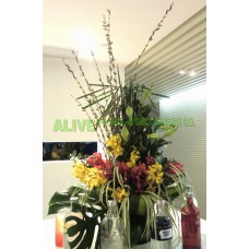 ACFF036 - 百合, 胡姬連12吋高花瓶枱花